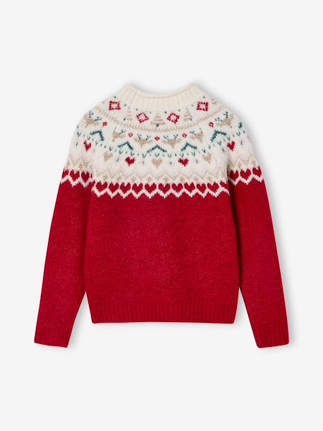 Girl's Christmas jacquard jumper red - vertbaudet enfant 