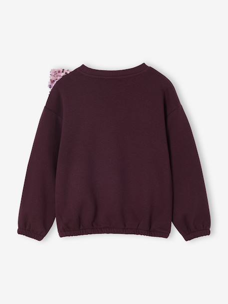 Sequinned Bow Sweatshirt for Girls plum - vertbaudet enfant 