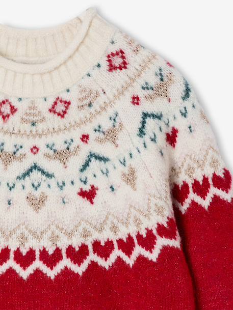 Girl's Christmas jacquard jumper red - vertbaudet enfant 