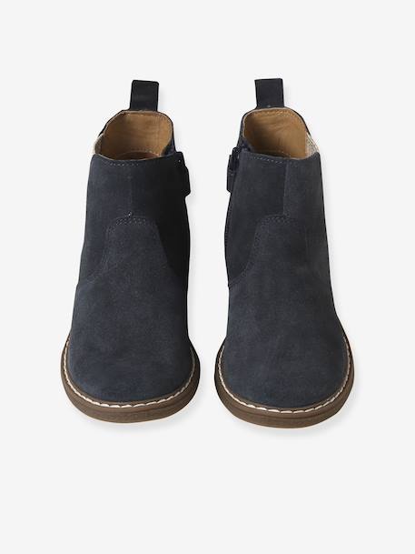 Elasticated Leather Boots for Children navy blue - vertbaudet enfant 