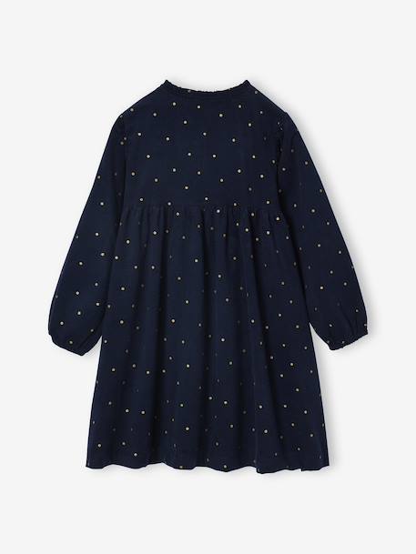 Girl's printed velvet dress navy blue+tomato red - vertbaudet enfant 