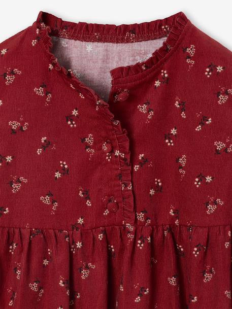 Girl's printed velvet dress navy blue+tomato red - vertbaudet enfant 