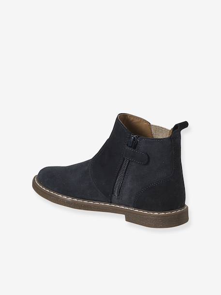 Elasticated Leather Boots for Children navy blue - vertbaudet enfant 