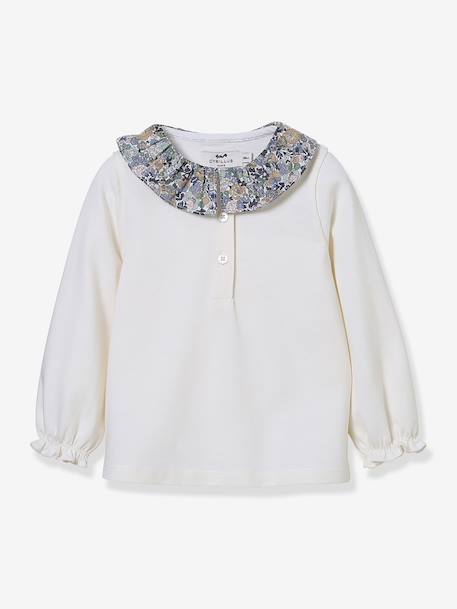 T-shirt col en tissu Liberty bébé coton biologique rose - vertbaudet enfant 