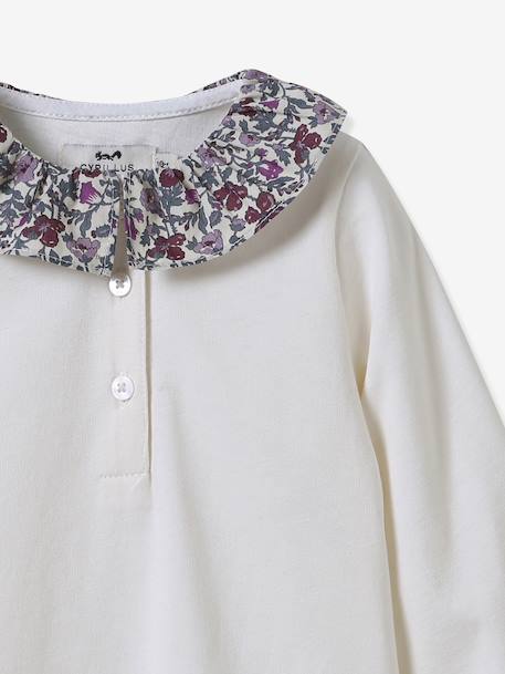 T-shirt col en tissu Liberty bébé coton biologique rose - vertbaudet enfant 
