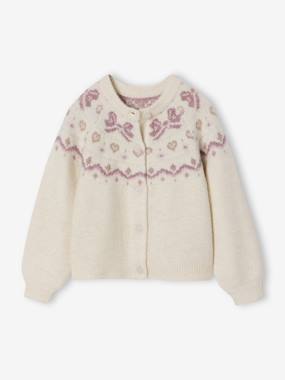 Gilet fille noël motifs jacquard détails brillants - vertbaudet enfant Fille-Pull, gilet, sweat-Gilet fille noël motifs jacquard détails brillants