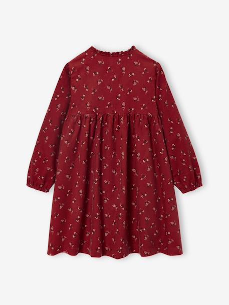 Girl's printed velvet dress navy blue+tomato red - vertbaudet enfant 