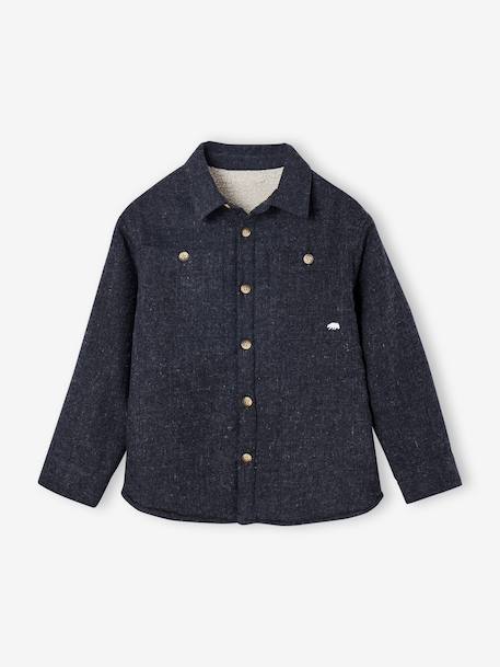 Lined Flannel Shirt for Boys marl grey - vertbaudet enfant 