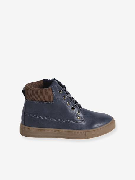Boys' zipped synthetic boots navy blue - vertbaudet enfant 