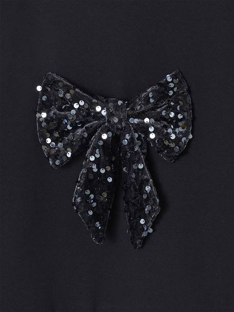 Christmas Sweatshirt with Sequinned Bow for Girls anthracite+red - vertbaudet enfant 