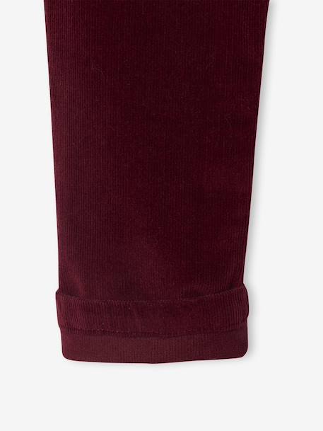 Slim Leg Corduroy Trousers for Boys bordeaux red+Tan - vertbaudet enfant 