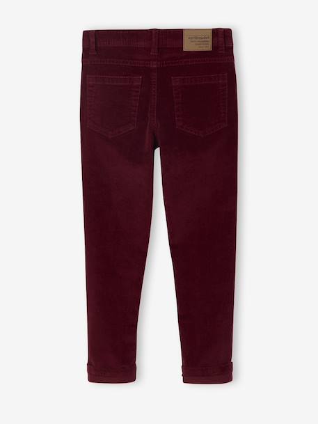 Slim Leg Corduroy Trousers for Boys bordeaux red+Tan - vertbaudet enfant 