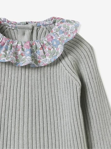 Ensemble en tricot bébé col en tissu Liberty rose - vertbaudet enfant 