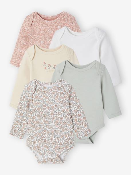 Lot de 5 bodies naissance avec ouverture américaine vert sauge - vertbaudet enfant 