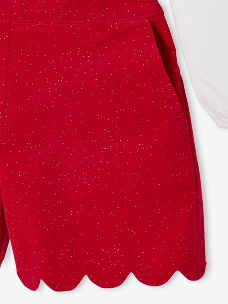 T-Shirt & Glittery Velour Shorts Christmas Set for Girls red - vertbaudet enfant 