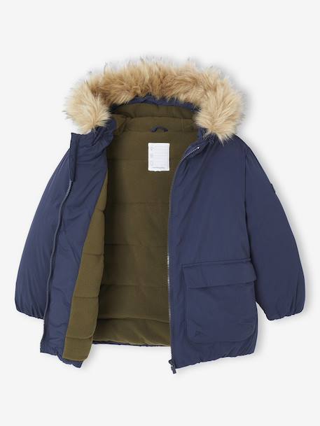 Parka garçon à capuche doublée polaire marine - vertbaudet enfant 