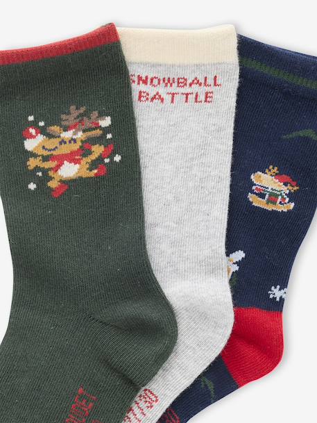 Set of 3 pairs of Christmas socks marl grey - vertbaudet enfant 