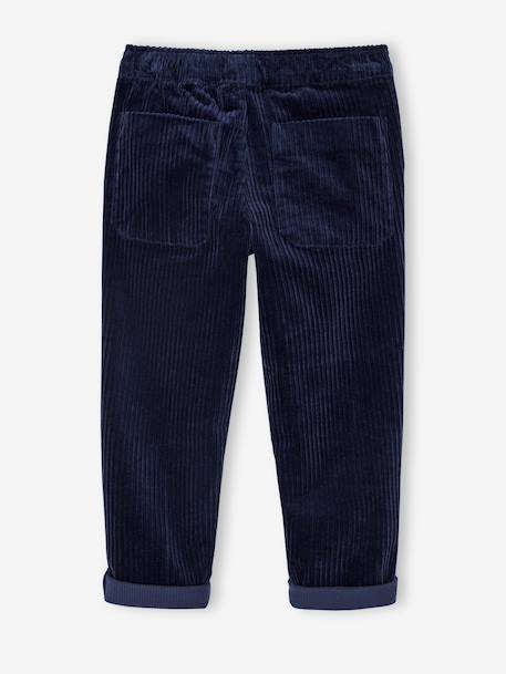 Corduroy Trousers, Easy to Slip On, for Boys navy blue+slate blue - vertbaudet enfant 