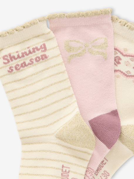 Set of 3 Pairs of Christmas Socks for Girls ecru - vertbaudet enfant 
