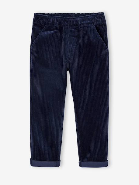 Pantalon en velours côtelé garçon facile à enfiler bleu ardoise+marine - vertbaudet enfant 