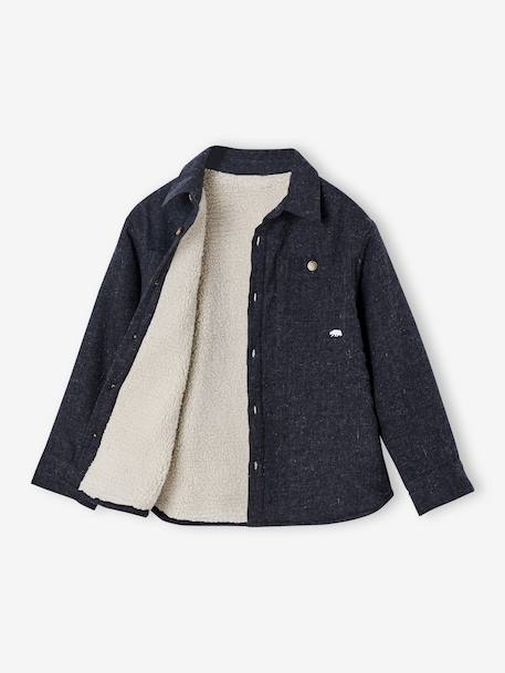 Lined Flannel Shirt for Boys marl grey - vertbaudet enfant 
