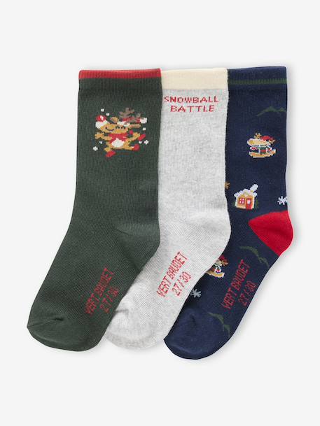 Set of 3 pairs of Christmas socks marl grey - vertbaudet enfant 