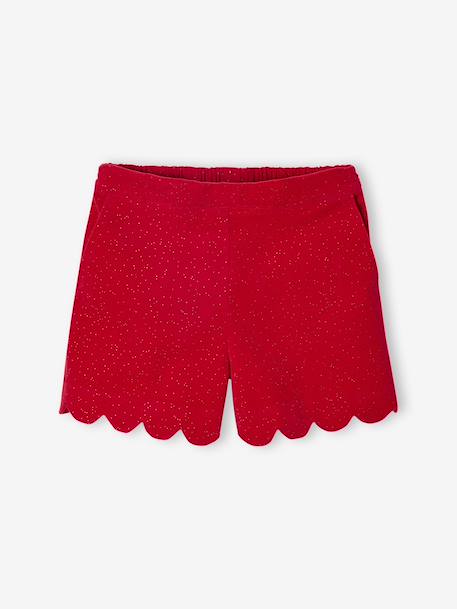 T-Shirt & Glittery Velour Shorts Christmas Set for Girls red - vertbaudet enfant 