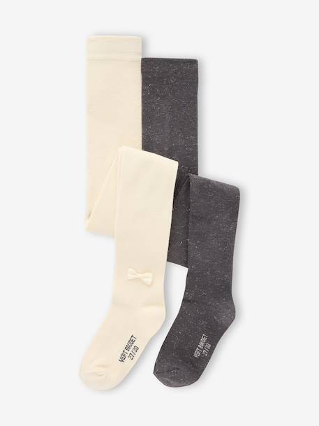 Pack of 2 pairs of girls' party tights ecru - vertbaudet enfant 