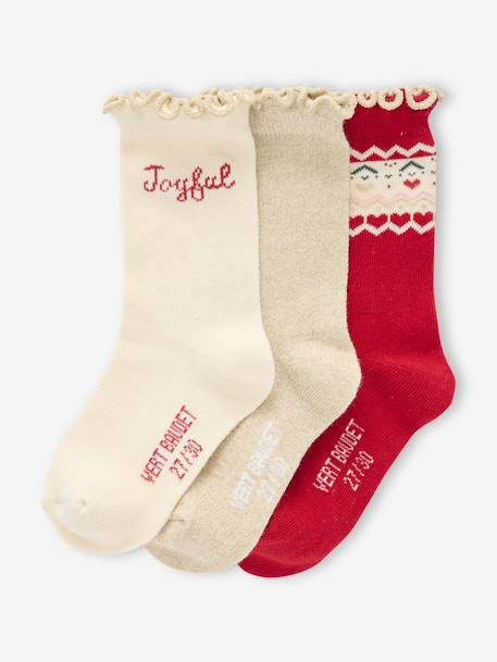 Coffret 3 paires de chaussettes Noël fille rouge - vertbaudet enfant 
