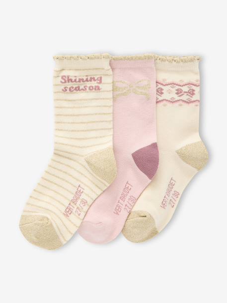Set of 3 Pairs of Christmas Socks for Girls ecru - vertbaudet enfant 