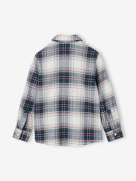 Boy's gingham flannel Christmas shirt chequered white - vertbaudet enfant 