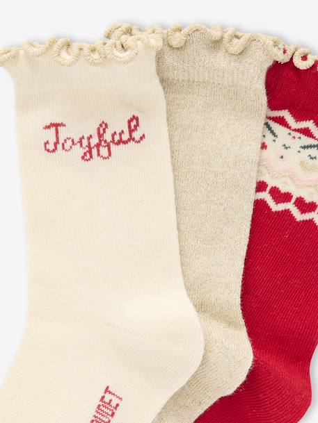 Coffret 3 paires de chaussettes Noël fille rouge - vertbaudet enfant 