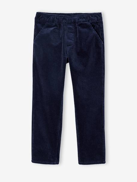 Pantalon en velours côtelé garçon facile à enfiler bleu ardoise+marine - vertbaudet enfant 