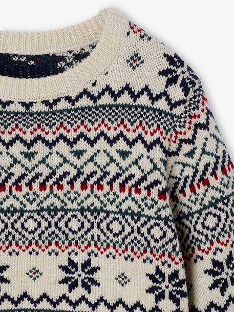 Round Neck Jacquard Jumper for Boys printed white - vertbaudet enfant 