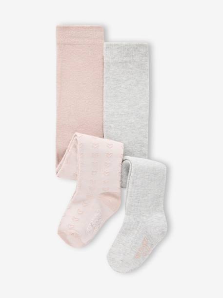Pack of 2 pairs of baby girl's tights nude pink - vertbaudet enfant 