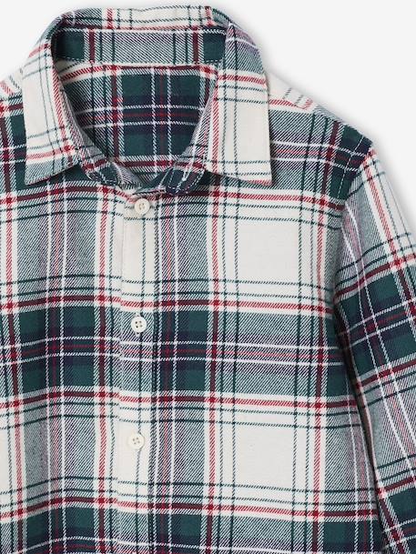 Boy's gingham flannel Christmas shirt chequered white - vertbaudet enfant 