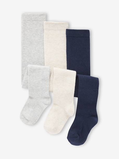 Pack of 3 Knitted Tights for Babies beige+ecru+old rose+White - vertbaudet enfant 