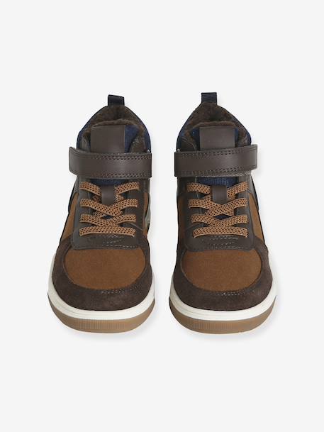 Baskets enfant garçon synthétique fourrées élastiquées et scratch marron - vertbaudet enfant 