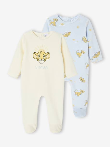 Pack of 2 Disney® Lion King Velour Sleepsuits sky blue - vertbaudet enfant 