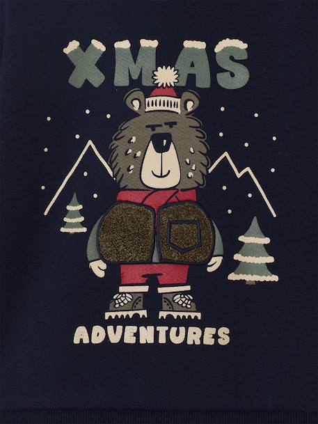 Printed Christmas Sweatshirt for Boys navy blue - vertbaudet enfant 
