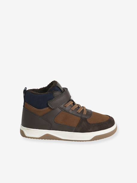 Lined Synthetic Trainers with Elasticated Laces and Hook-&-Loop Fasteners, for Boys brown - vertbaudet enfant 