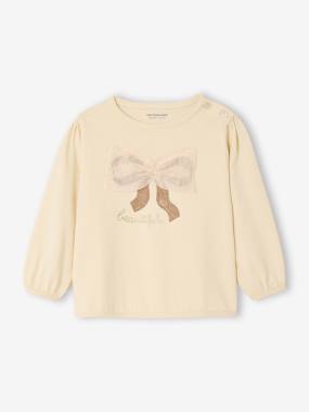 T-shirt bébé manches longues avec noeud en tulle - vertbaudet enfant Bébé-T-shirt, sous-pull-T-shirt bébé manches longues avec noeud en tulle