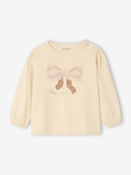 T-shirt bébé manches longues avec noeud en tulle vanille - vertbaudet enfant 