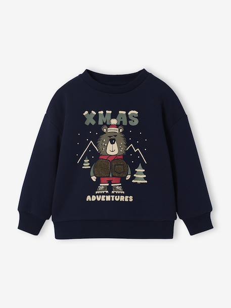Printed Christmas Sweatshirt for Boys navy blue - vertbaudet enfant 
