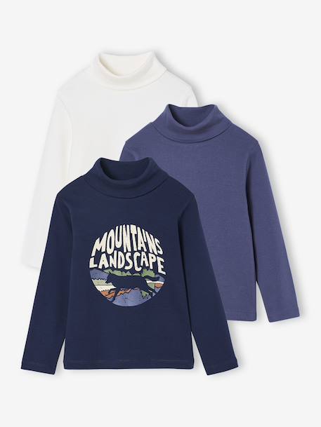 Pack of 3 Long Sleeve T-Shirts for Boys navy blue - vertbaudet enfant 