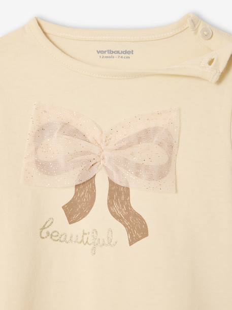 T-shirt bébé manches longues avec noeud en tulle vanille - vertbaudet enfant 