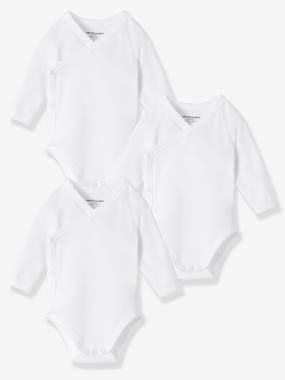 Newborn Baby Pack of 3 Organic Collection Long-Sleeved White Bodysuits  - vertbaudet enfant
