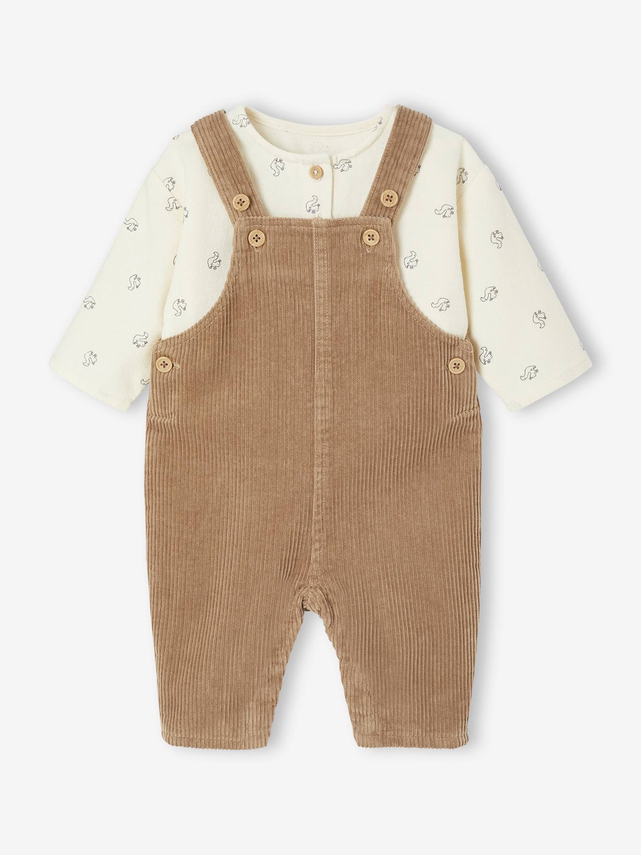 Ensemble Bébé Sweat-shirt + Salopette Velours - VERTBAUDET, 2 Pièces, 100% Coton, Manches Longues