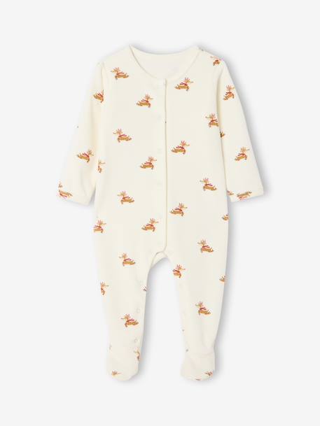 Footed Jumpsuit & Beanie Combo, Christmas Capsule Collection ecru - vertbaudet enfant 