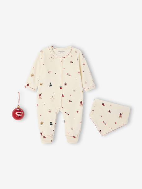 Ensemble 3 pièces bébé coffret cadeau Noël écru - vertbaudet enfant 